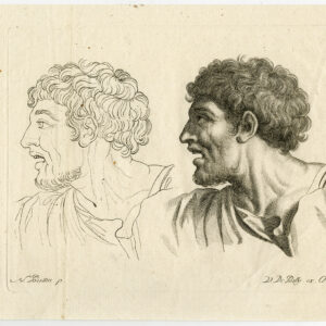 Antieke prent-STUDIE-PORTRET-GEZICHT-MAN-PLAAT 12-Poussin-De Poilly-c. 1728