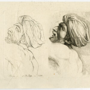 Antieke prent-STUDIE-PORTRET-GEZICHT-MAN-PLAAT 11-Poussin-De Poilly-c. 1728