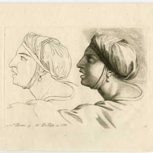 Antieke prent-STUDIE-PORTRET-GEZICHT-MAN-PLAAT 10-Poussin-De Poilly-c. 1728