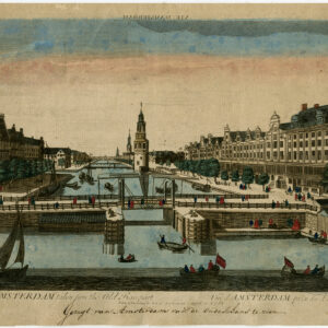 Antieke Prent-AMSTERDAM-VIEW-RAMPART-KANAAL-KLEURIG-Mondhard-1762