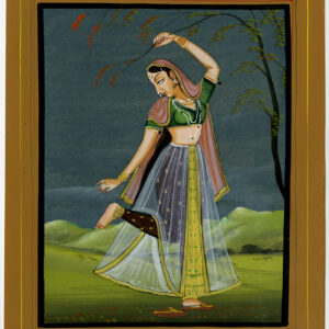 Antieke tekening-VROUW-KOSTUUM-INDIA-MINIATUUR-II-Anoniem-20e eeuw.