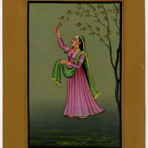 Antieke tekening-VROUW-KOSTUUM-INDIA-MINIATUUR-V-Anoniem-20e eeuw.