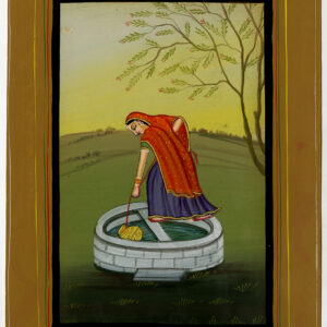 Antieke tekening-VROUW-KOSTUUM-INDIA-MINIATUUR-WEL-VII-Anoniem-20e eeuw.