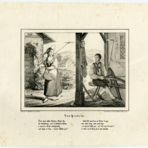 Antieke prent-ROMANCE-VROUW-JONGE HEER-Volck-Schlicht-c. 1820