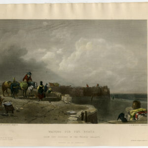 Antieke prent-WACHTEN OP DE BOTEN-KUST-ZEE-Callcott-Kernot-c. 1850