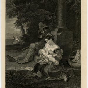 Antieke prent-MOEDER-KIND-BABY-ITALIË-MAN DUTJE-Williams-Rolls-c. 1850