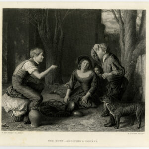 Antieke prent-KINDEREN-SPEL-SPELEN-HOND-SCHIETEN CHERRY-Mulready-Bourne-c. 1860