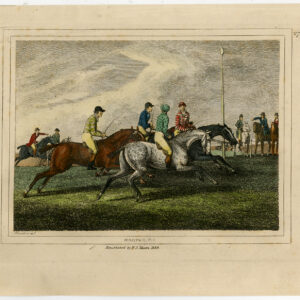Antieke prent-RACE PAARDEN-VOLbloed-RACING-KLEURIG-Howitt-1834
