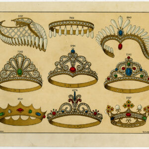 Antieke prent-KROON-TIARA-GOUD-edelsteen-SIERADEN-PLAAT 33-Anoniem-c. 1890