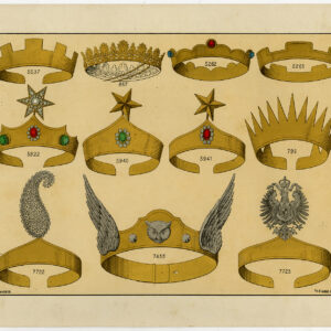 Antieke prent-KROON-GOUD-edelsteen-TIARA-SIERADEN-PLAAT 31-Anoniem-c. 1890