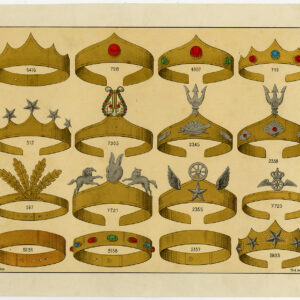 Antieke prent-KROON-GOUD-edelsteen-TIARA-SIERADEN-PLAAT 30-Anoniem-c. 1890