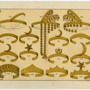 Antieke prent-GOUDEN-edelsteen-HOOFDKLEDING-SIERADEN-PLAAT 29-Anoniem-c. 1890