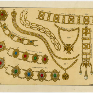 Antieke prent-GOUDEN-KETTING-SEDELSTENEN-SIERADEN-PLAAT 23-Anoniem-c. 1890