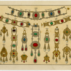 Antieke prent-GOUDEN-KETTING-edelstenen-DIAMANT-SIERADEN-PLAAT 22-Anoniem-c. 1890
