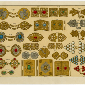 Antieke prent-GOUD-GEMSTONE-DIAMANT-ZILVEREN-SIERADEN-PLAAT 16-Anoniem-c. 1890