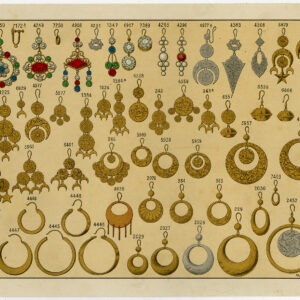 Antieke prent-GOUD-ZILVER-EDELSTENEN-SIERADEN-MEDAAL-PLAAT 9-Anoniem-c. 1890