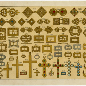 Antieke prent-GOUD-ZILVEREN-edelstenen-SIERADEN-PLAAT 15-Anoniem-c. 1890