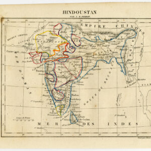 Antieke prent-HINDUSTAN-INDIA-KLEURIG-Perrot-Tardieu-c. 1800