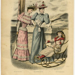 Antieke Print-MODE-KOSTUUM-JURK-VROUW-STRAND-PL 2794-Lefevre-c. 1860