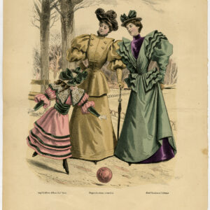 Antieke Print-MODE-KOSTUUM-JURK-VROUW-MEISJE-PL 2975-Lefevre-c. 1860