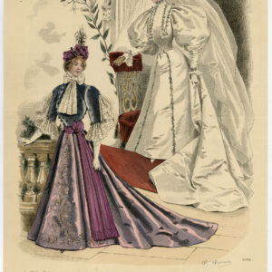 Antieke Print-MODE-KOSTUUM-BRUIDSJURK-VROUW-PL 3192-Lefevre-c. 1860