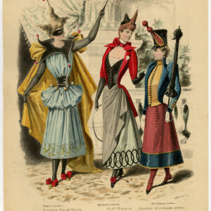 Antieke Print-MODE-KOSTUUM-JURK-VROUW-TOVENAARS-LEGER-TABARIN-Lefevre-c. 1860
