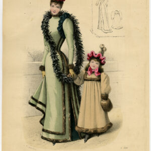 Antieke print-MODE-KOSTUUM-JURK-VROUW-MEISJE-PL. 809-Lefèvre-c. 1860