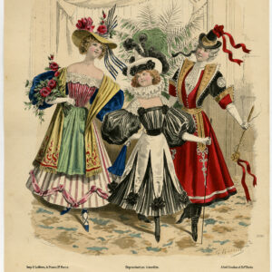 Antieke print-MODE-KOSTUUM-JURK-VROUW-PL. 3092-Lefevre-c. 1860