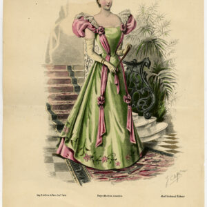 Antieke print-MODE-KOSTUUM-JURK-VROUW-PL. 3096-Lefèvre-c. 1860