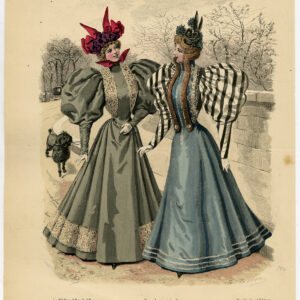 Antieke print-MODE-KOSTUUM-JURK-VROUW-HOND-PL. 3104-Lefèvre-c. 1860