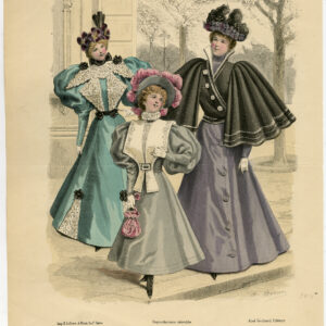 Antieke print-MODE-KOSTUUM-JURK-VROUW-MEISJE-PL. 3114-Lefèvre-c. 1860