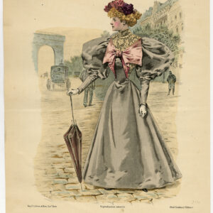 Antieke print-MODE-KOSTUUM-JURK-VROUW-PL. 3136-Lefèvre-c. 1860