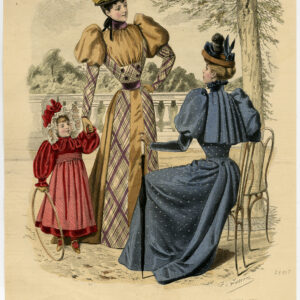 Antieke print-MODE-KOSTUUM-JURK-VROUW-MEISJE-PL. 2810-Lefèvre-c. 1860