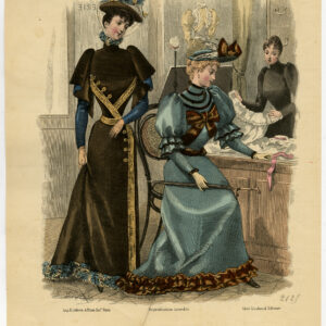 Antieke print-MODE-KOSTUUM-JURK-VROUW-JONGEN-PL. 2829-Lefèvre-c. 1860