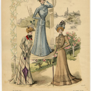 Antieke print-MODE-KOSTUUM-JURK-VROUW-PL. 3775-Lefèvre-c. 1860