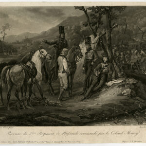 Antieke prent-KOLONEL MONCEY-BIVOUAC-CAVALRIE-HUSSARS-Vernet-Jazet-c. 1820