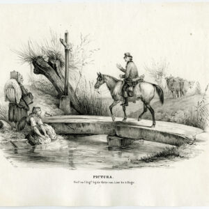 Antieke prent-KOE-VEE-PAARD-WASSERVROUWEN-Laatste-c. 1840