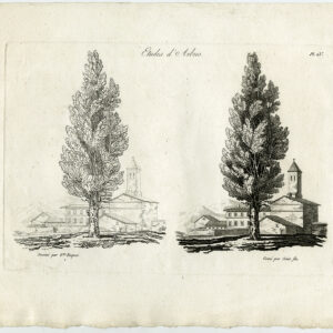 Antieke prent-STUDIE-BOMEN-KLOOSTER-Roques-Couet-c. 1750