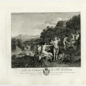 Antieke prent-BADEN VROUWEN-NAAKT-ARTEMIS-Poelenburgh-Le Brun-De Longueil-1792