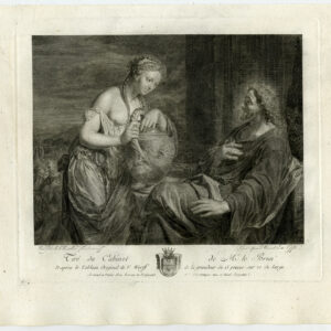 Antieke prent-CHRISTUS EN DE SAMARITAANSE VROUW-Van der Werff-Le Brun-Macret-1792