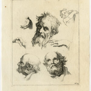 Antieke prent-PORTRET-GEZICHT-HAND-MAN-STUDIE-Anoniem-c. 1700