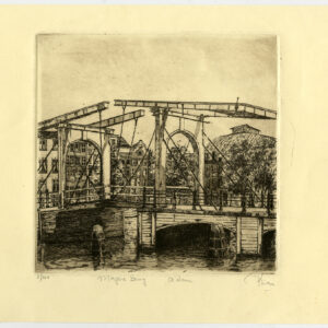 Antieke prent-MAGERE BRUG-AMSTERDAM-NEDERLAND-Rian-c. 1930