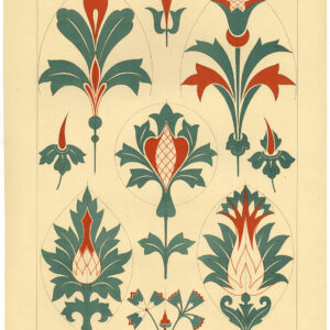 Antieke prent-ORNAMENTEN-BLOEMENONTWERP-Middeleeuws-DECORATIE-Andel-Waldheim-1878
