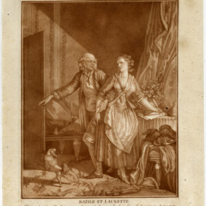 Antieke prent-BAZILE ET LAURETTE-HOND-MAN -VROUW-Koch-c. 1780