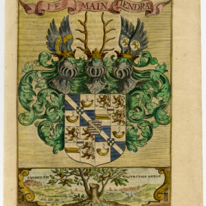 Antieke Prent-WAPENSSCHILD- BELGIË- NEDERLAND-KLEURIG-Leti-1690