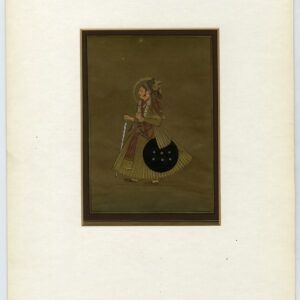 Antieke prent-INDIA-MAN-ZWAARD-WATERVERF-anoniem-Ca. 1850