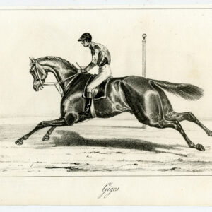 Antieke prent-volbloed renpaard-GIGES-Bonnemaison-Journal des Haras-1841