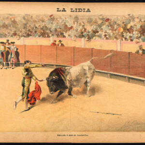 Antieke prent-STIERVECHTEN-TAUROMACHIA-ARENA-SPANJE-TORERO-Pl. 2-La Lidia-1892