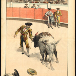 Antieke prent-STIERVECHTEN-TAUROMACHIA-ARENA-SPANJE-TORERO-Pl. 9-La Lidia-1893