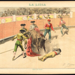 Antieke prent-STIERVECHTEN-TAUROMACHIA-ARENA-SPANJE-TORERO-Pl. 35-La Lidia-1893